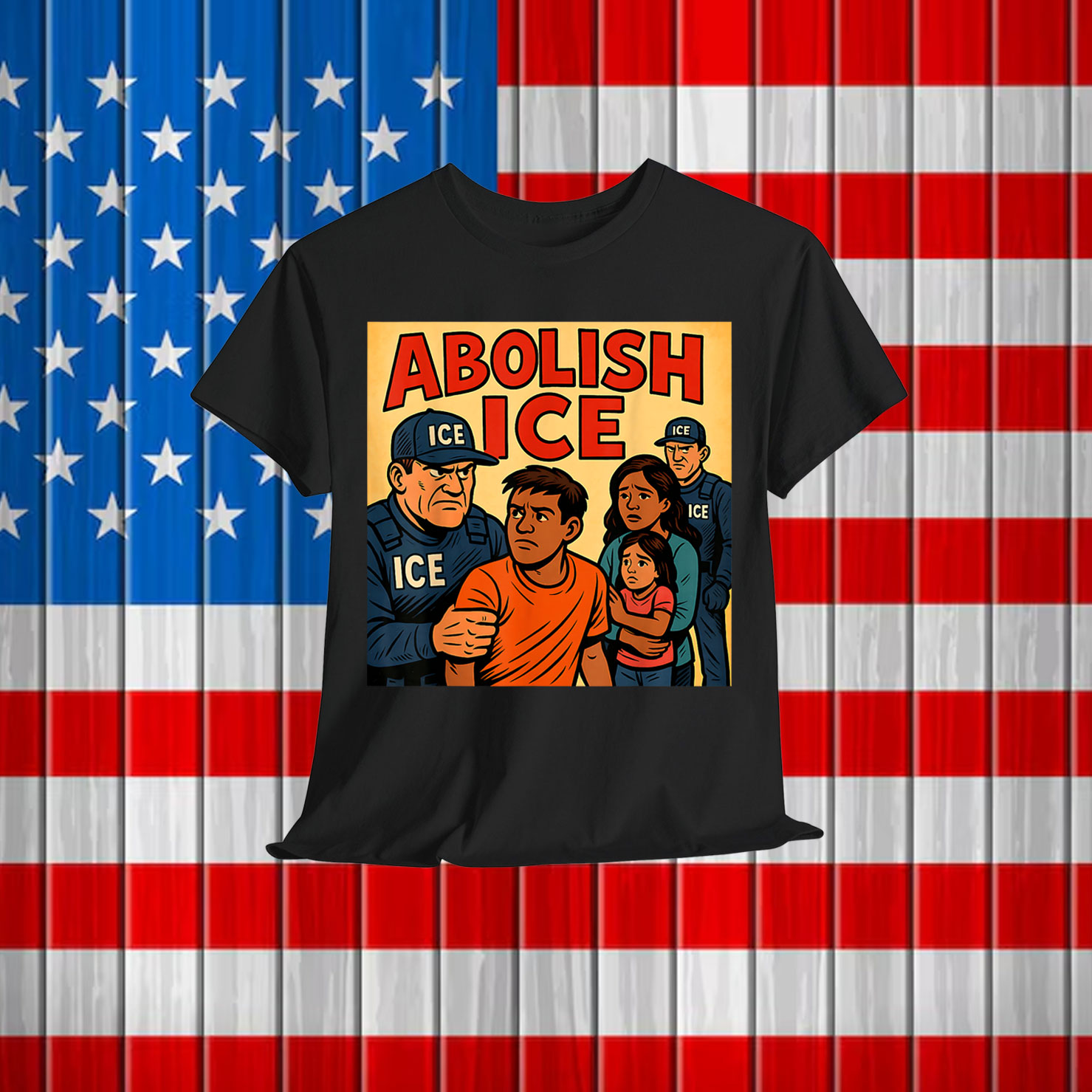 ABOLISH ICE Comic Style Protest Graphic T-Shirt