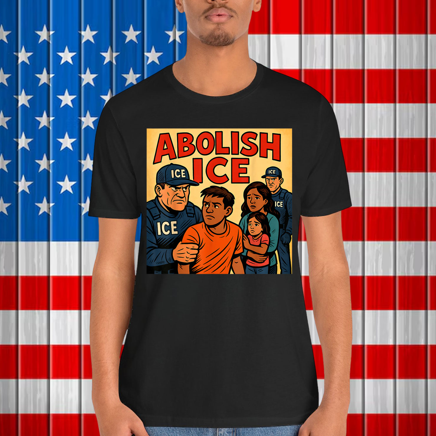 ABOLISH ICE Comic Style Protest Graphic T-Shirt