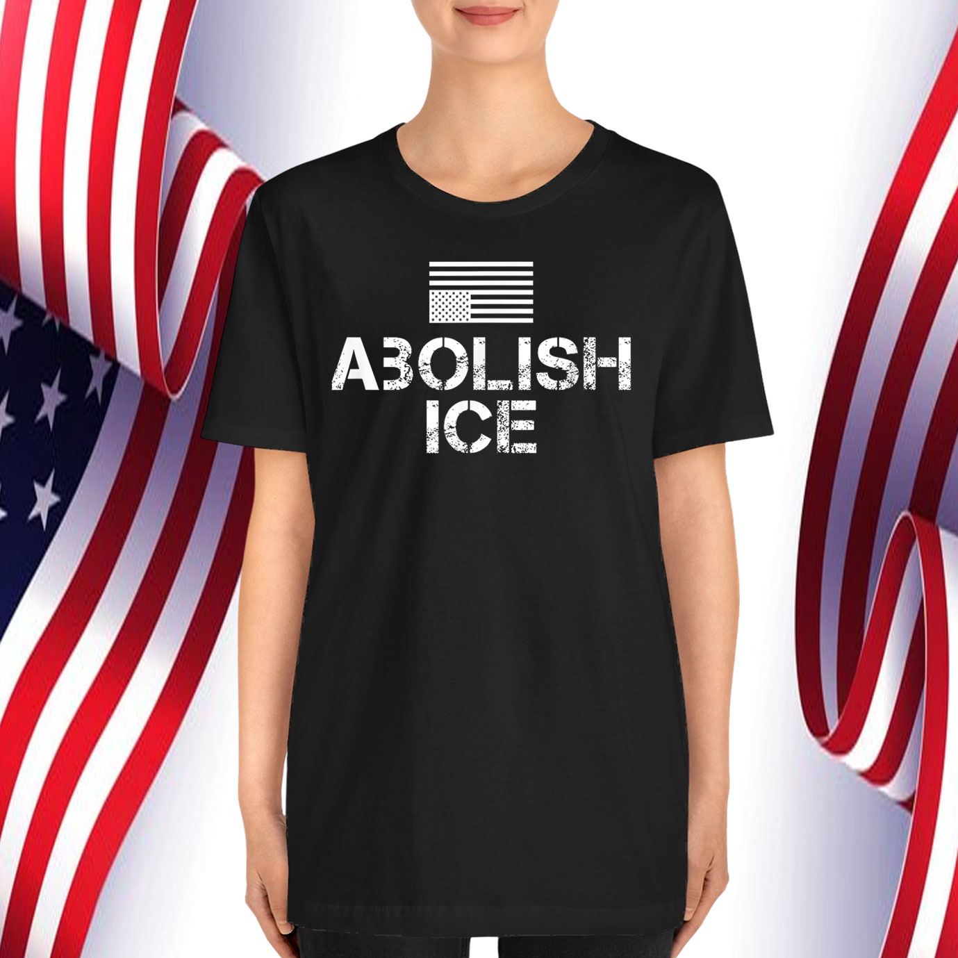 Abolish ICE America in Distress Inverted American Flag T-Shirt