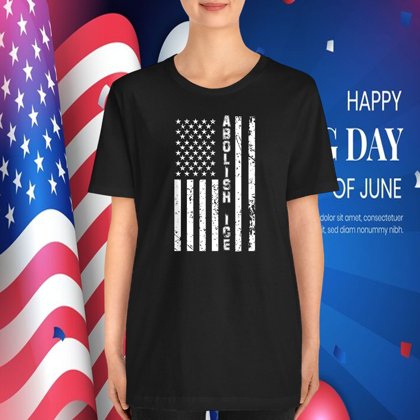 Abolish ICE United States Patriotic American Flag T-Shirt
