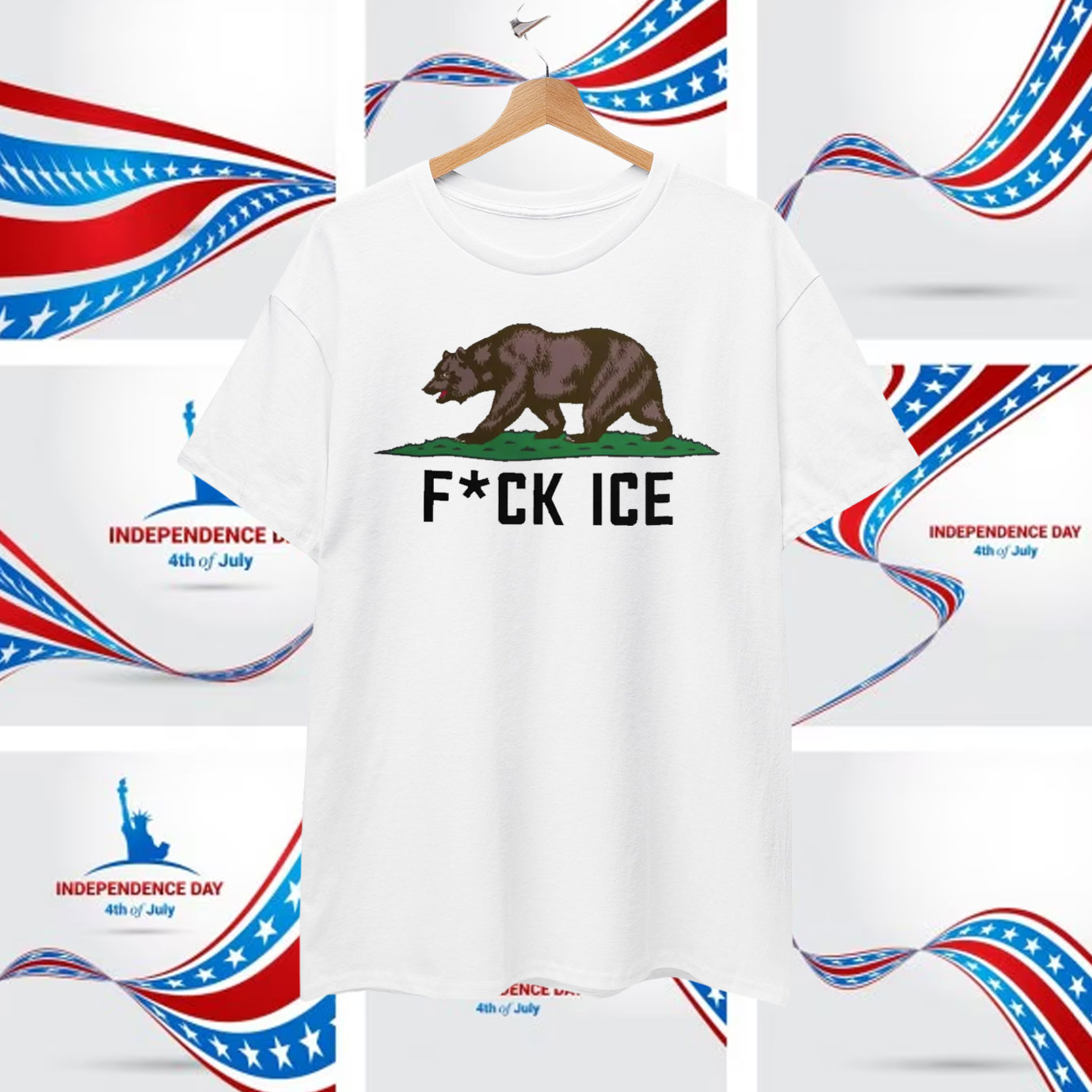 Fuck ICE California Flag T-Shirt