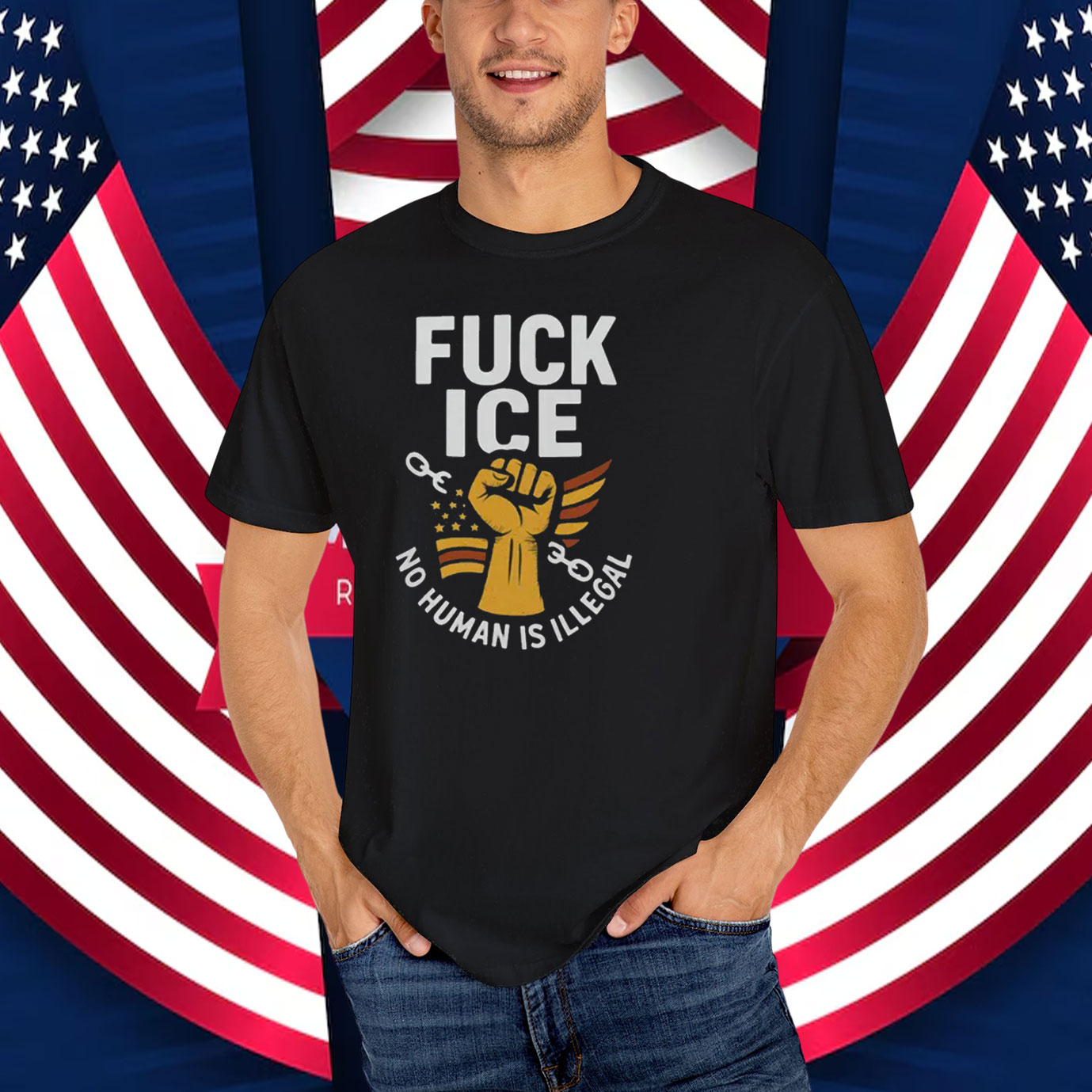 Fuck ICE Unisex T-Shirt No Human Is Illegal