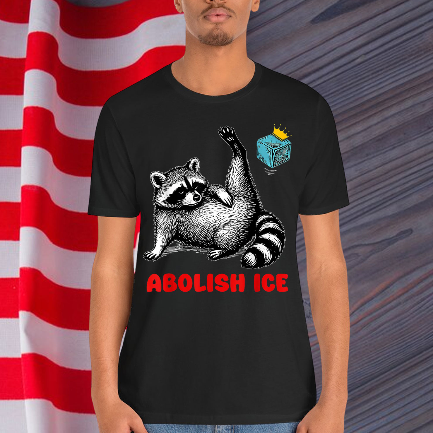 Funny Racoon Retro Anti ICE T-Shirt